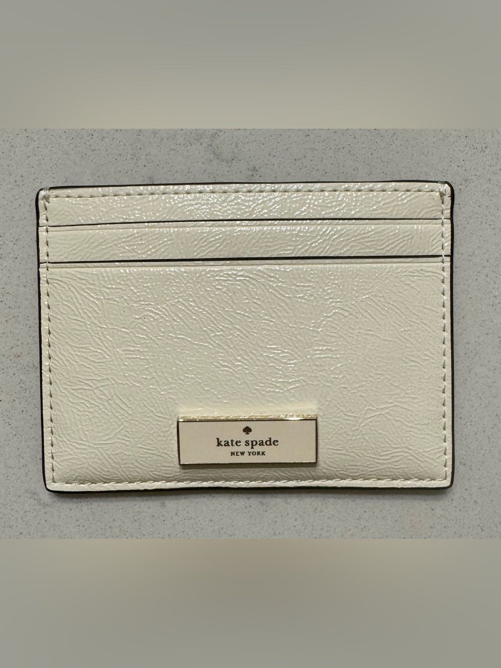 Kate Spade New York Ivory Patent Leather Card Holder Wallet